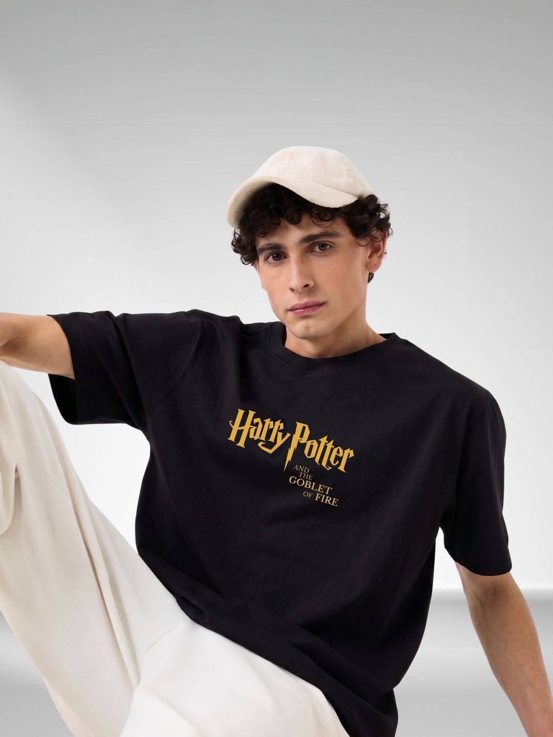 LYNX CLUB Typography Graphic Printed Round Neck Pure Cotton Relaxed Fit T-shirt