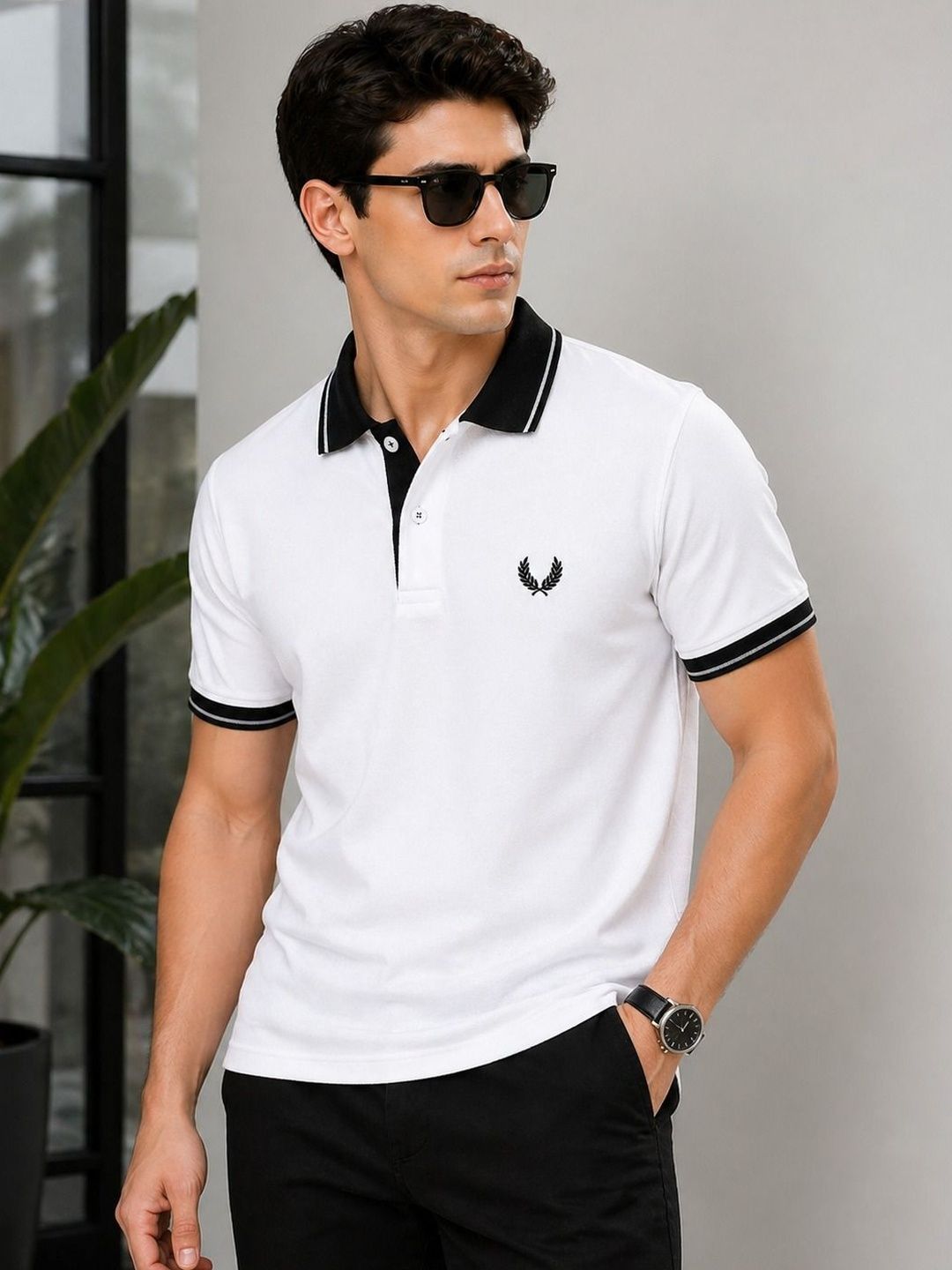 Raves Men Brand Logo Polo Collar Bio Finish T-shirt