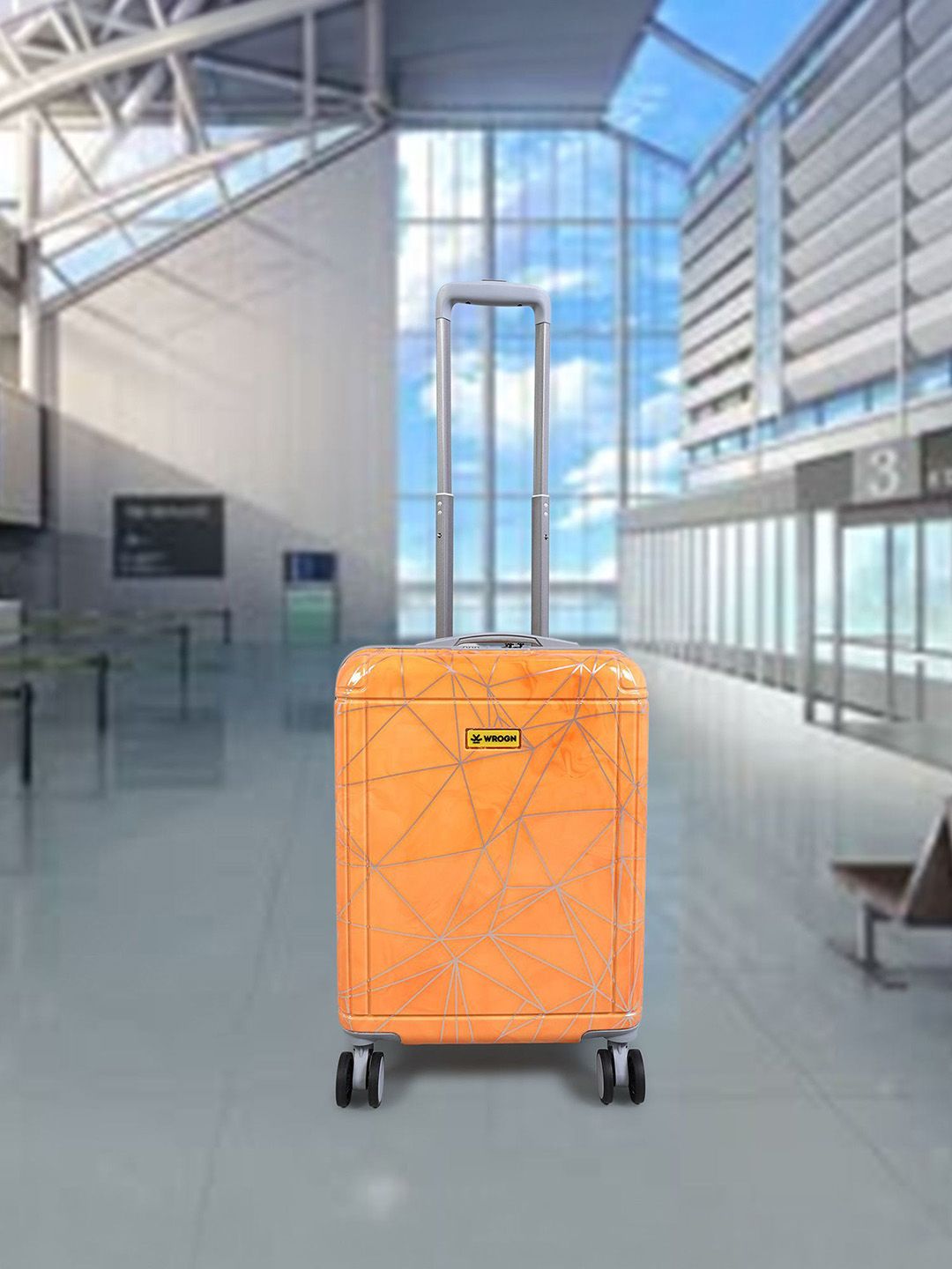 WROGN Geometric Printed Hard Sided Medium Trolley Suitcase 76 L