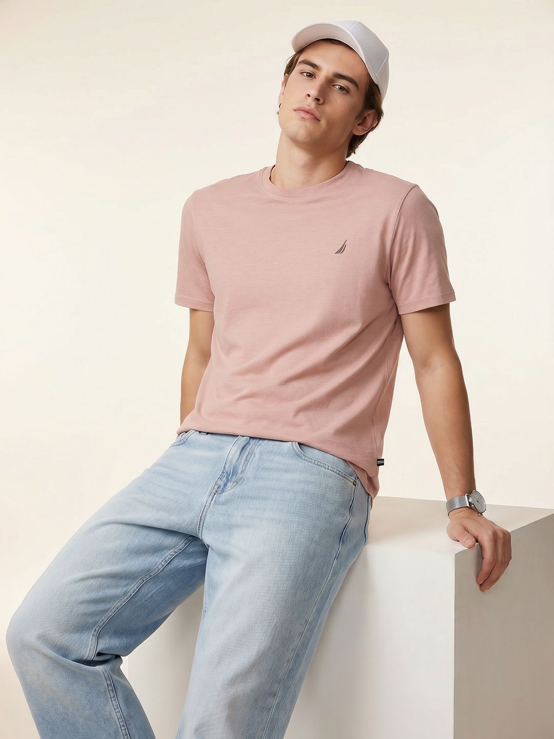 Nautica Round Neck Pure Cotton T-shirt