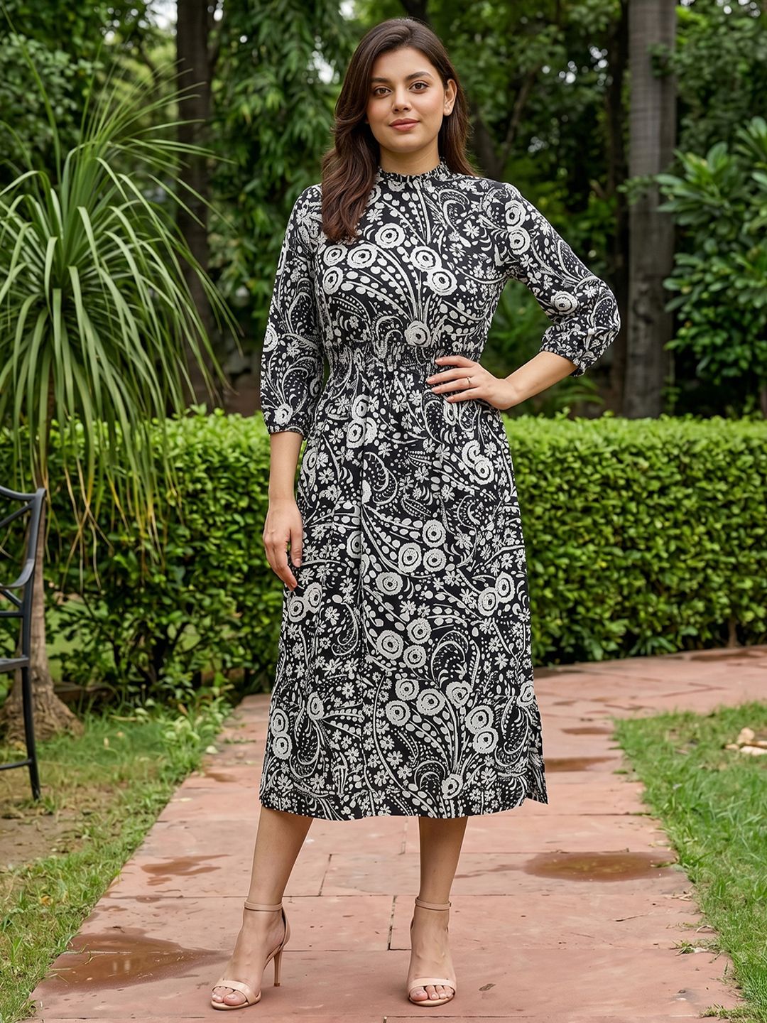Anouk Anouk Print A-Line Midi Dress