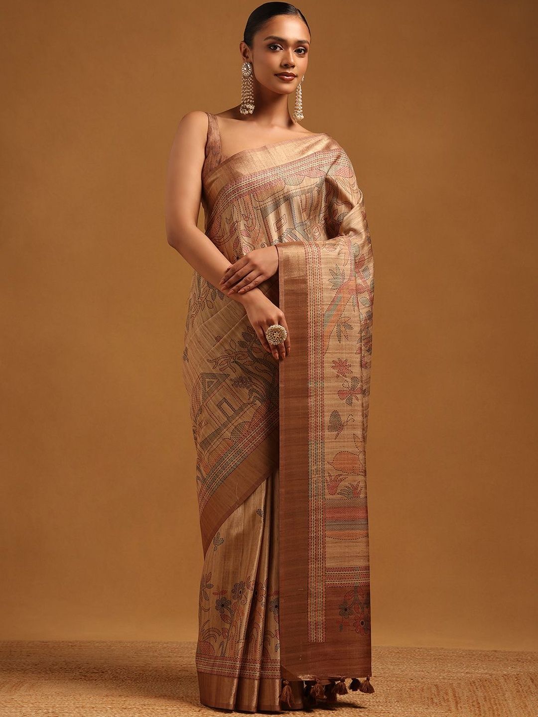Soch Soch Ethnic Motifs Embroidered Silk Blend Handloom Saree