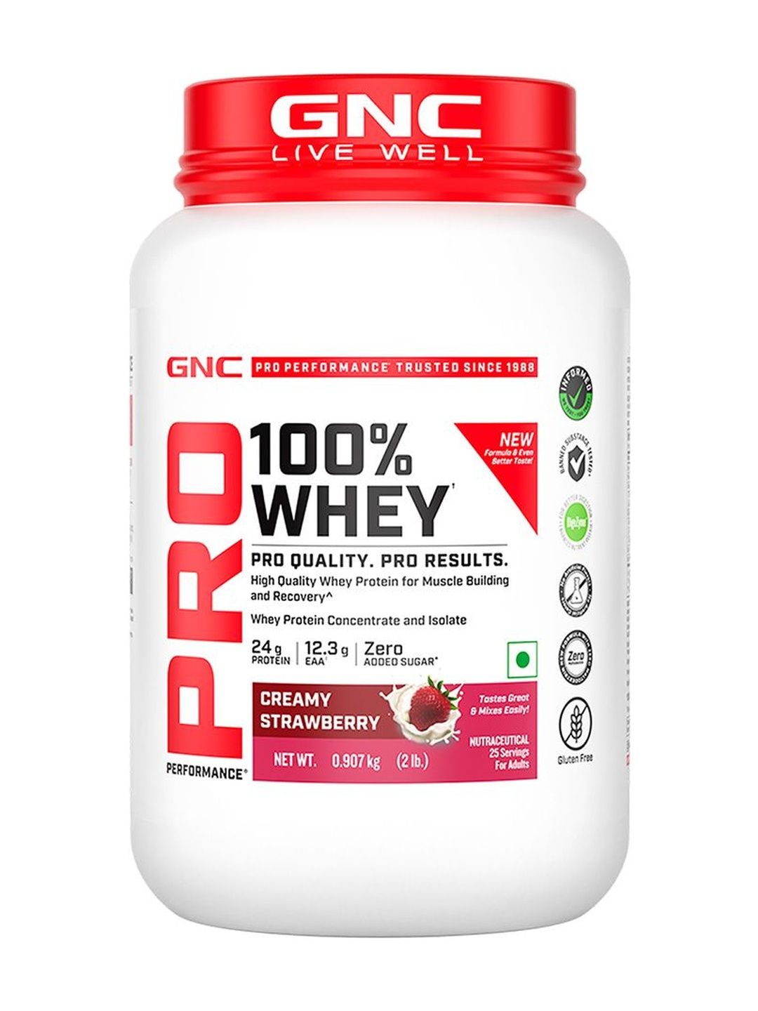 GNC GNC Pro Performance Pure Whey Protein - Creamy Strawberry - 907 g
