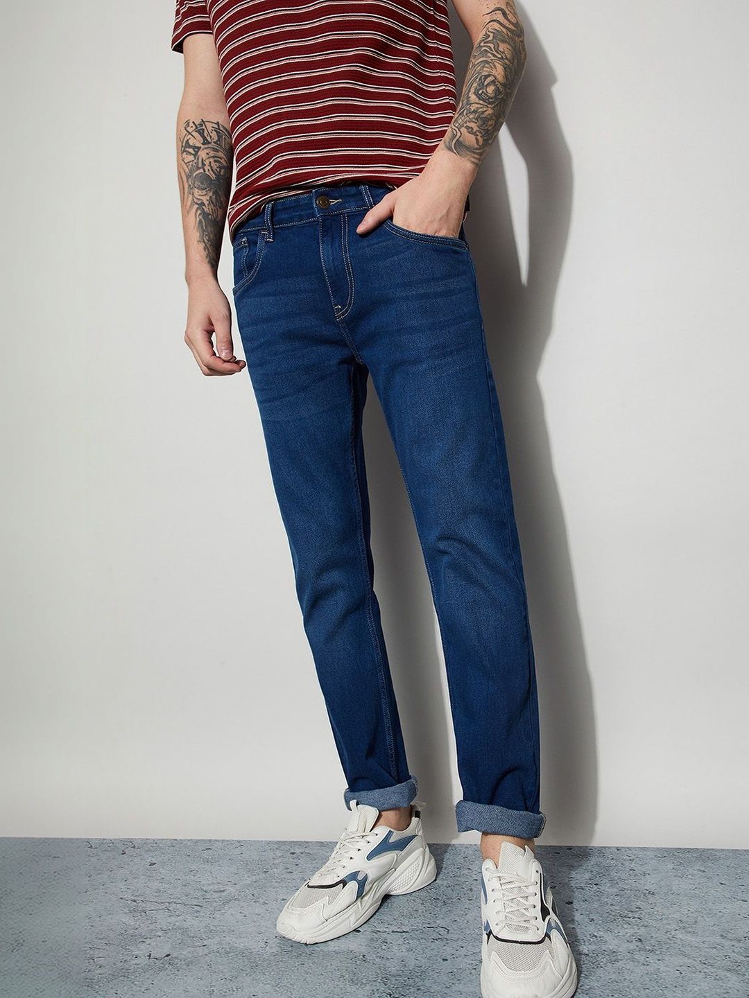 Fame Forever by Lifestyle Men Slim Fit Mid-Rise Light Fade Jeans