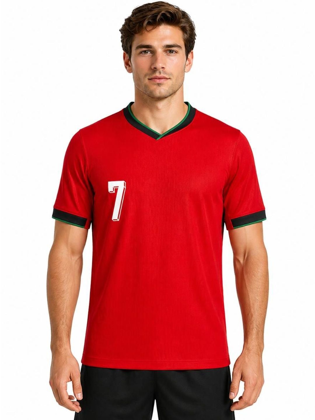 teky Men Solid V-Neck Sports T-shirt