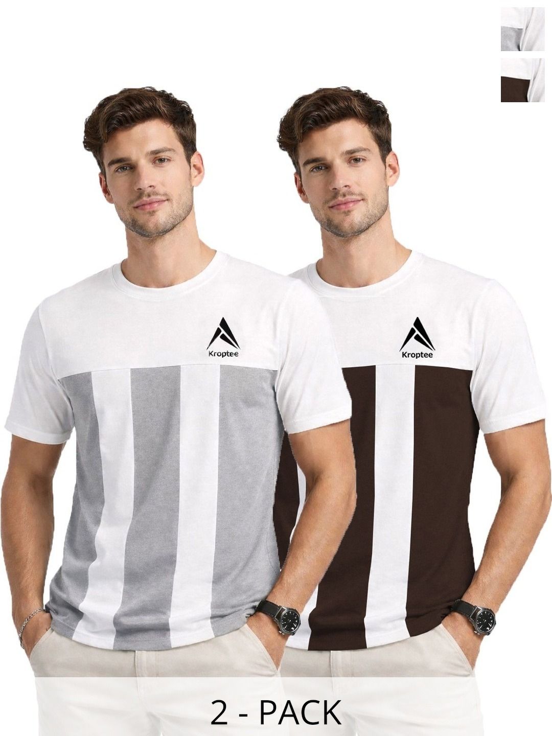 Kroptee Men Colourblocked T-shirt Pack