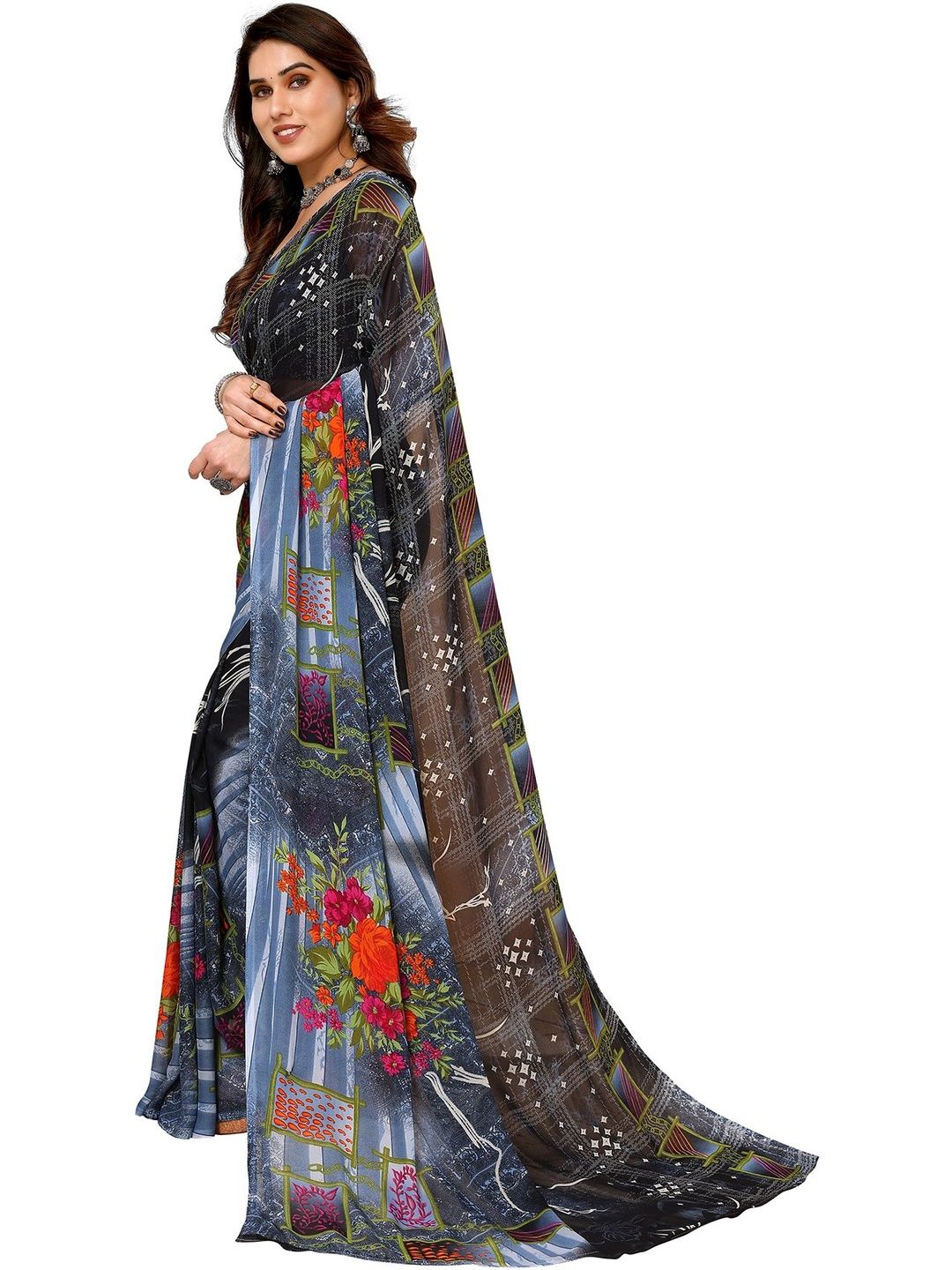 STYLETONE Poly Georgette Designer Saree
