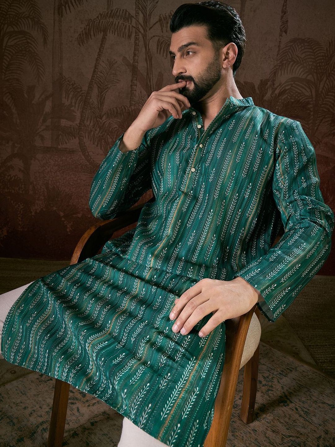 Ethnic Bay Men Floral Printed Kurta