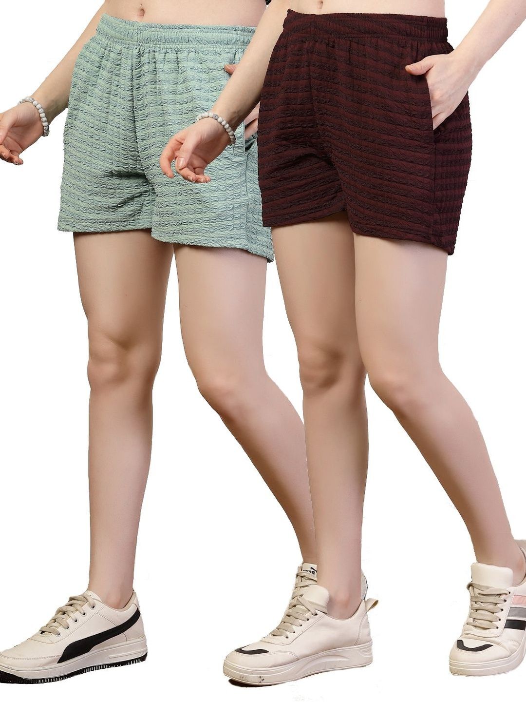 The Roadster Lifestyle Co Pack of 2 Self Design Above Knee Regular Shorts