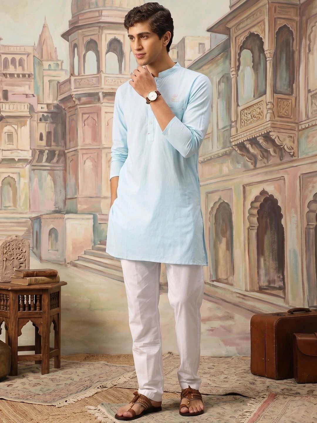 House of Pataudi Pure Cotton Jashn Straight Kurta