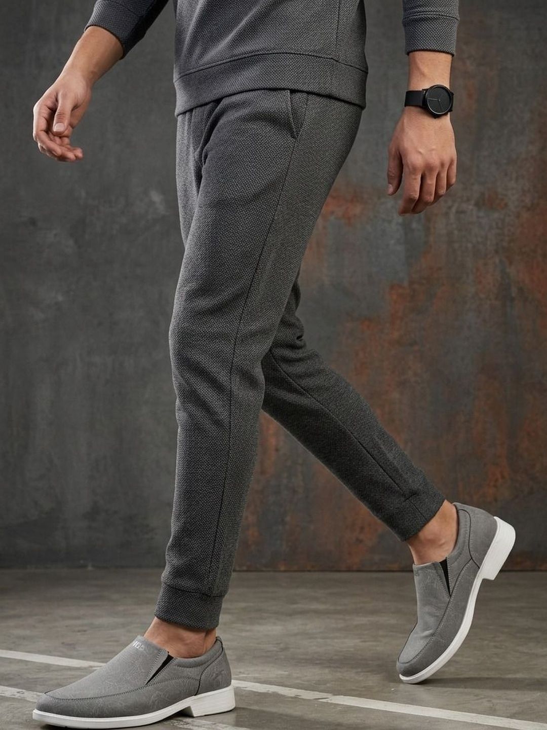 HOS Men Textured PU Loafers