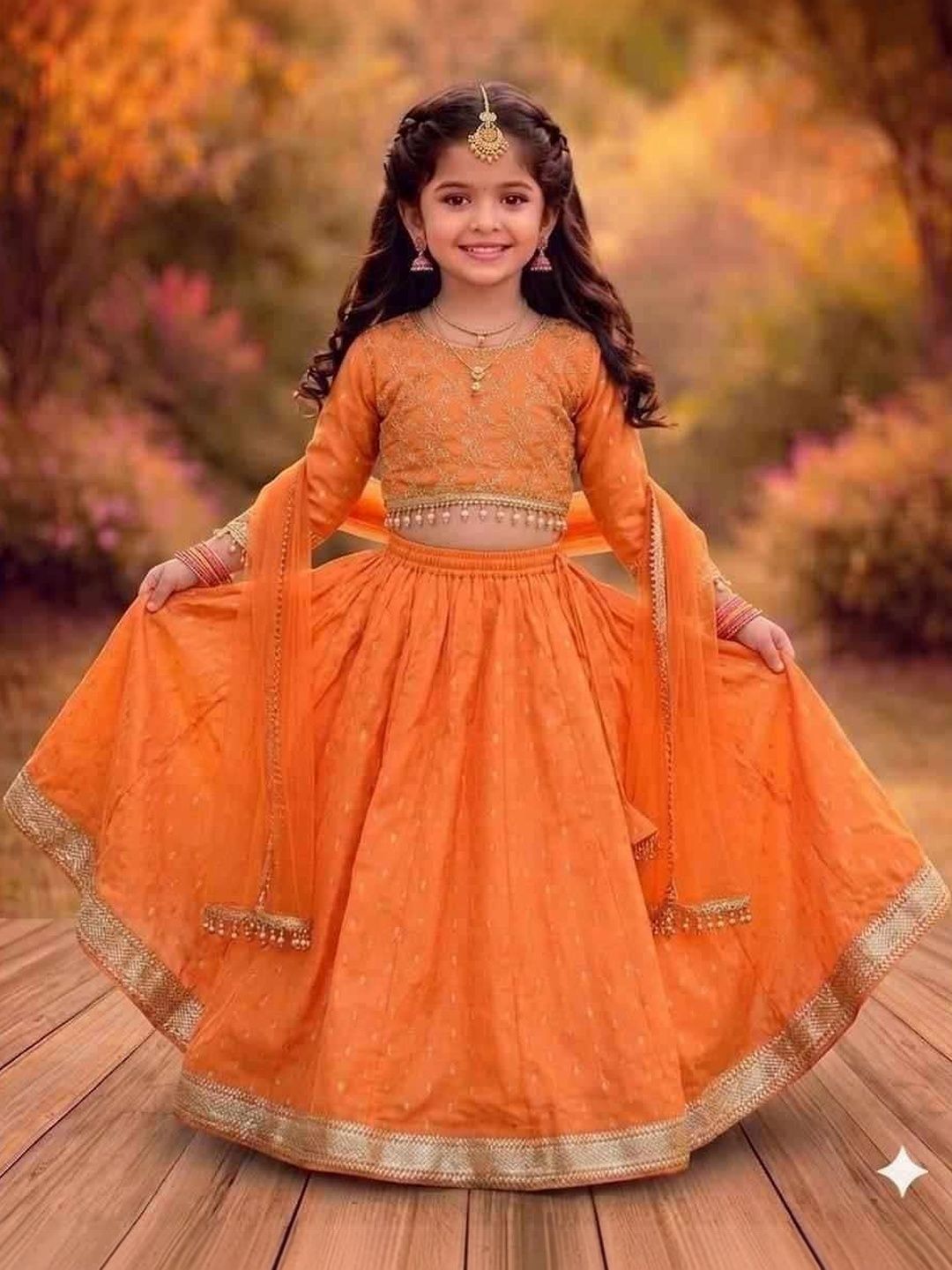RJ ONLINE Girls Embroidered Sequinned Tie and Dye Ready to Wear Lehenga & Blouse With Dupatta