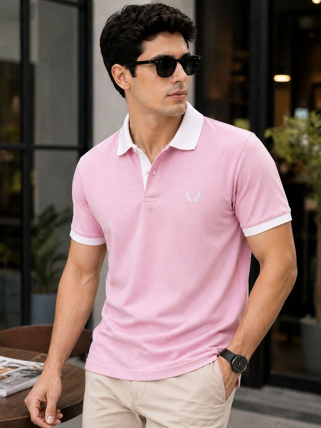 Raves Men Brand Logo Polo Collar Bio Finish T-shirt