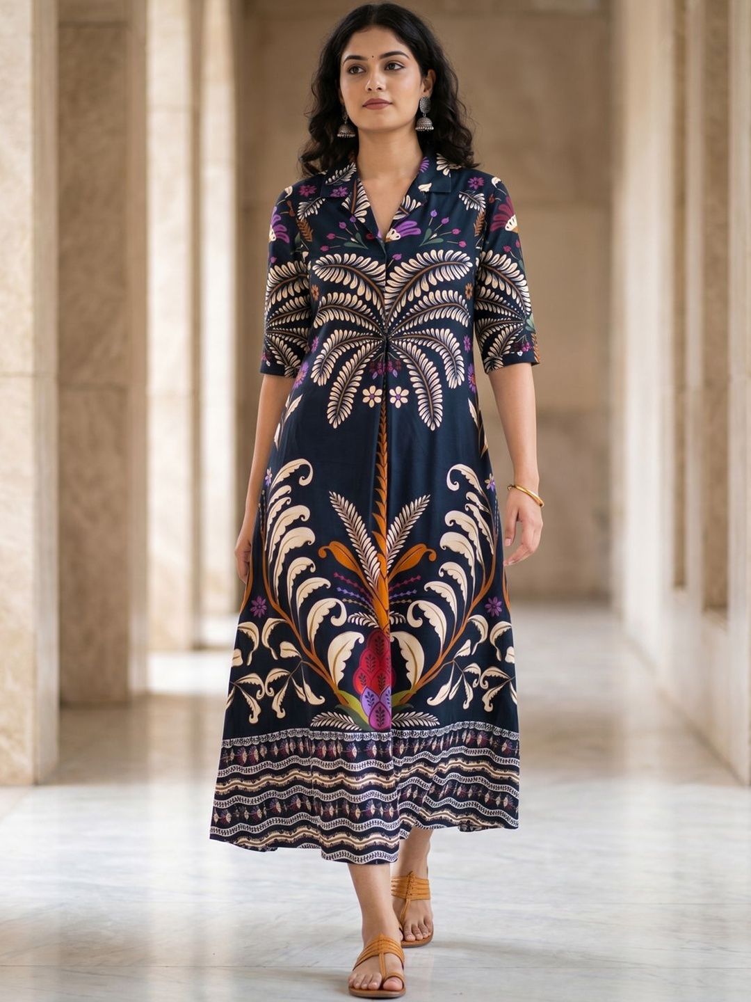 ladies collar dress Structured Detail Long Not Sheer Women's Collar Dress Sailor Collar