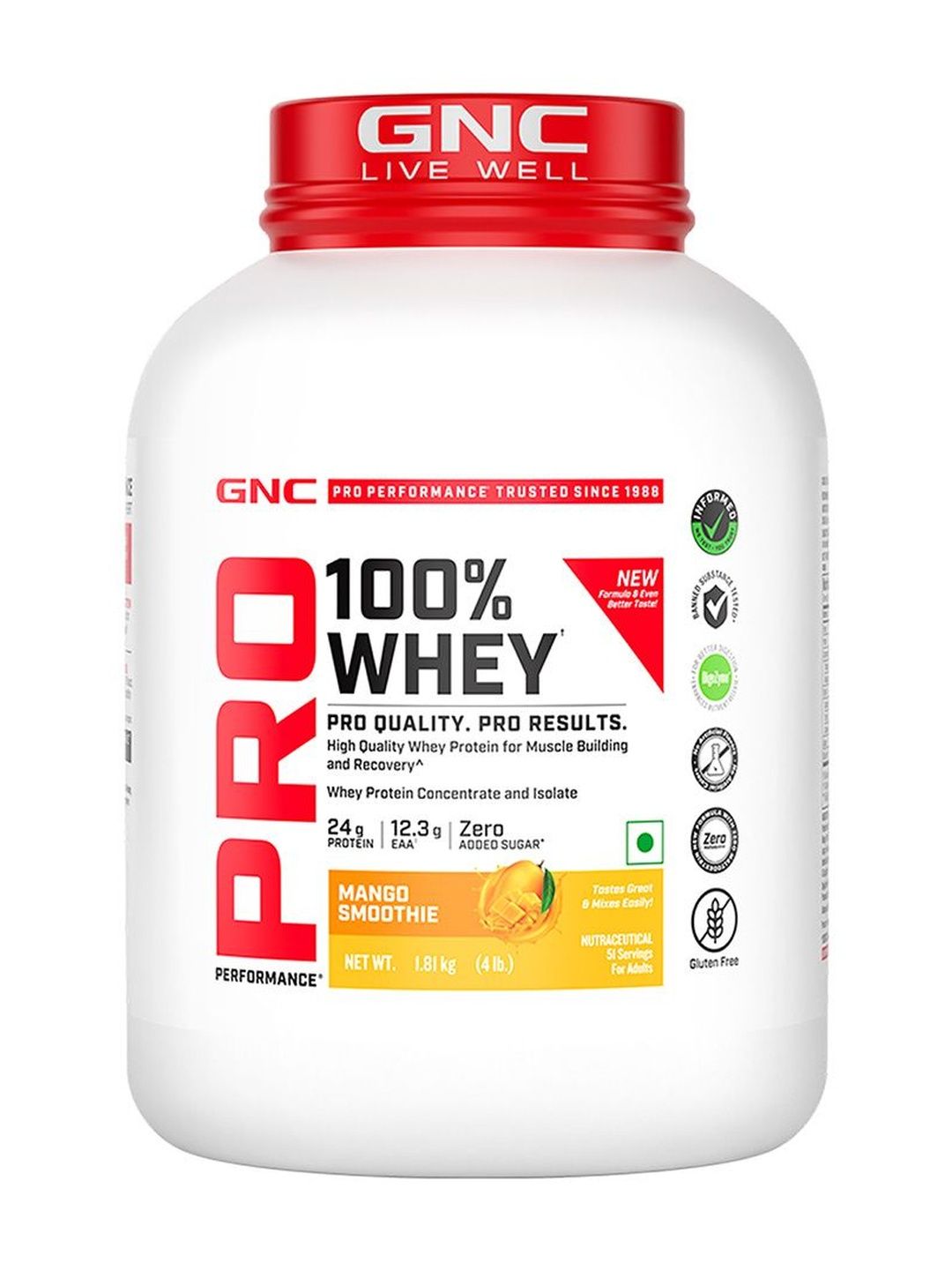 GNC GNC Pro Performance Pure Whey Protein -  Mango Smoothie -1.81 Kg