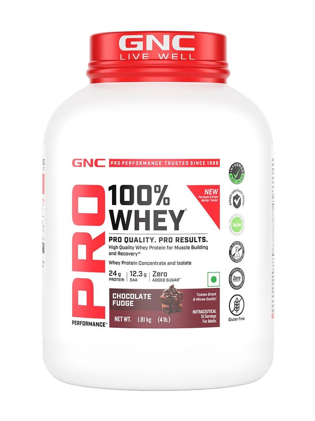 GNC GNC Pro Performance Pure Whey Protein - Chocolate Fudge -1.81 Kg