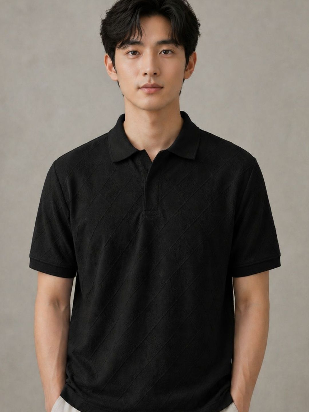 Crazybee Tshirt Men Polo Collar T-shirt