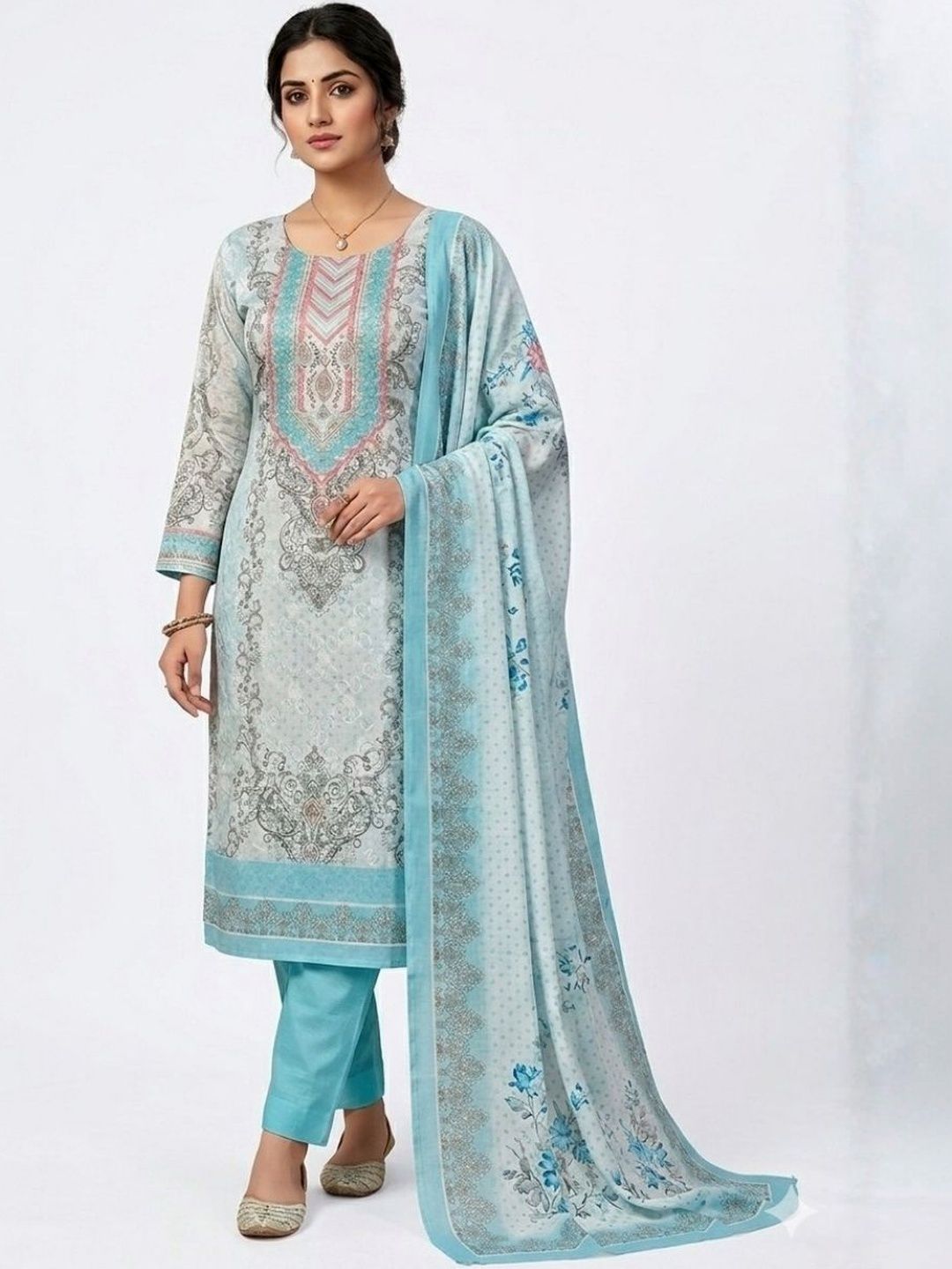 KTI Printed Pure Cotton Unstitched Dress Material
