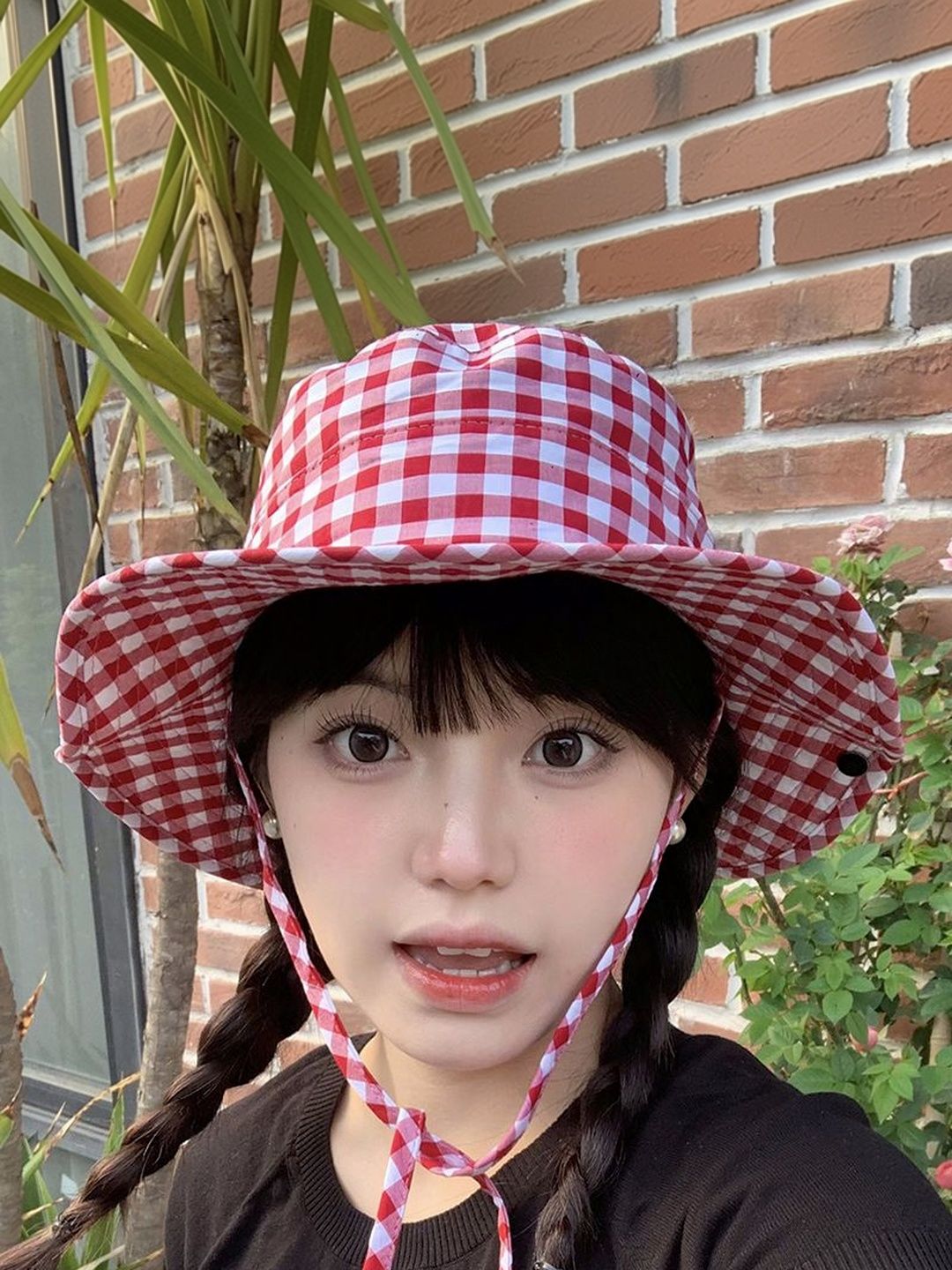 StyleCast x Revolte StyleCast x Revolte Women Red Gingham Checks Bucket Hat