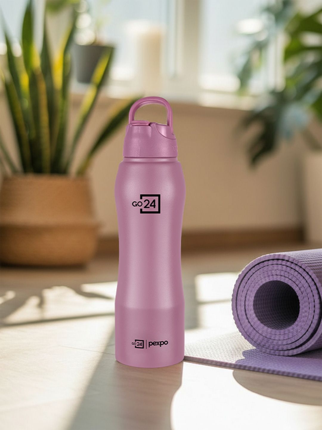 Go24 Belly Stainless Steel Single Wall Fridge Water Bottle & Sipper Cap Rosy Brown 1L