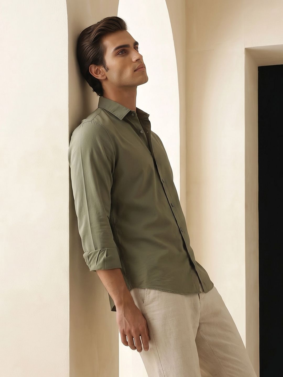 Mr Bowerbird Slim Fit Spread Collar Casual Shirt