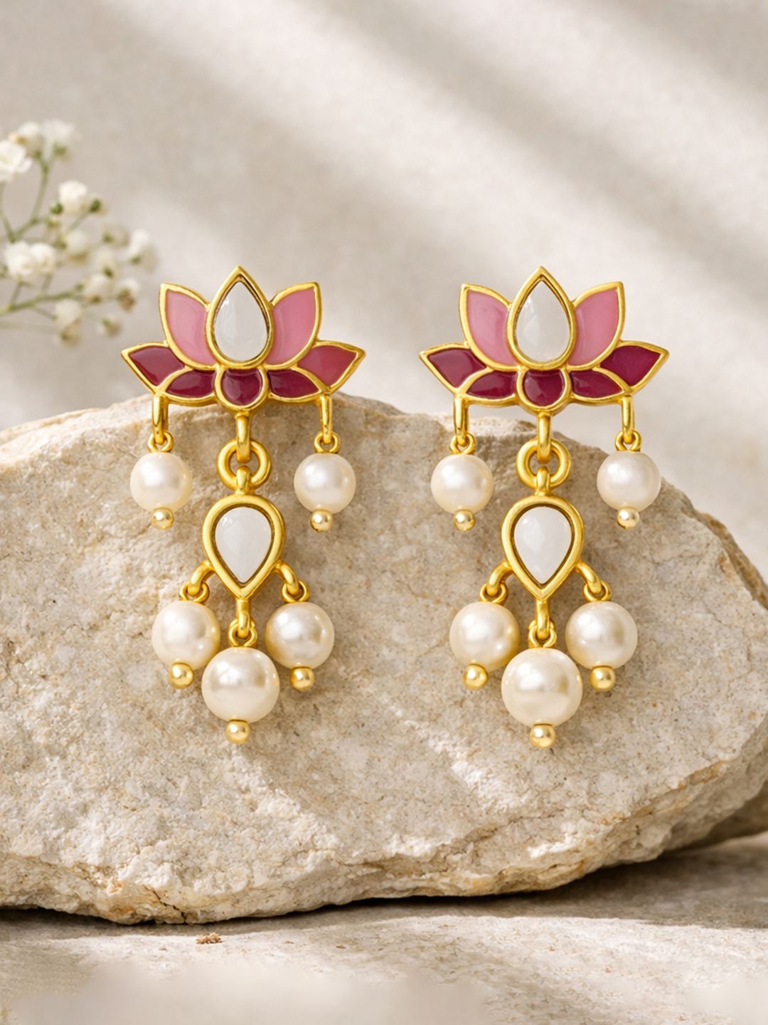 Gold-Plated Drop Earrings Ombre Padmalakshmi Earrings