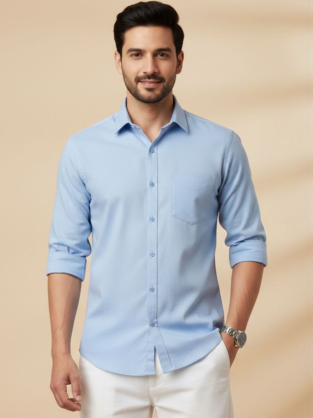 Color Bucket Men Classic Slim Fit Casual Shirt