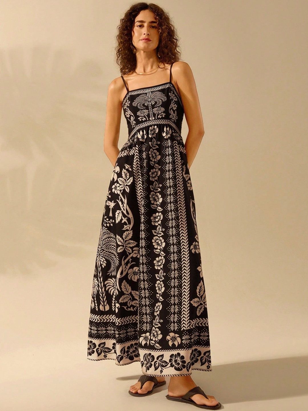 SHEETAL Associates Floral Print Crepe Fit & Flare Maxi Dress