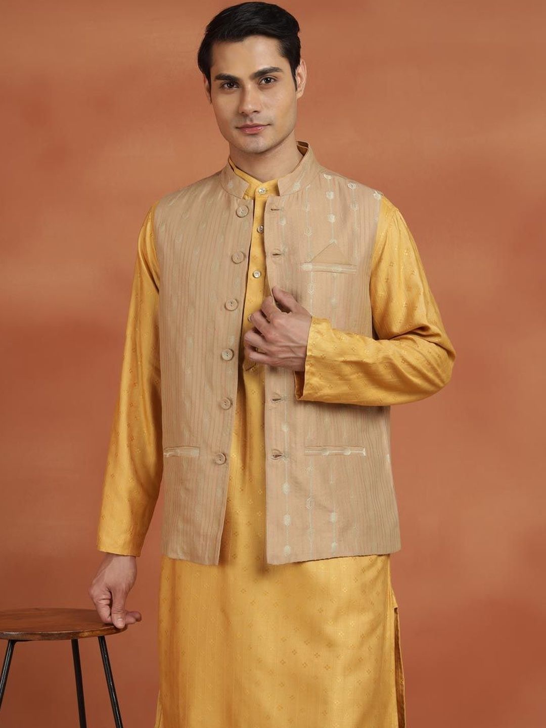 Fabindia Woven Design Woven Nehru Jackets