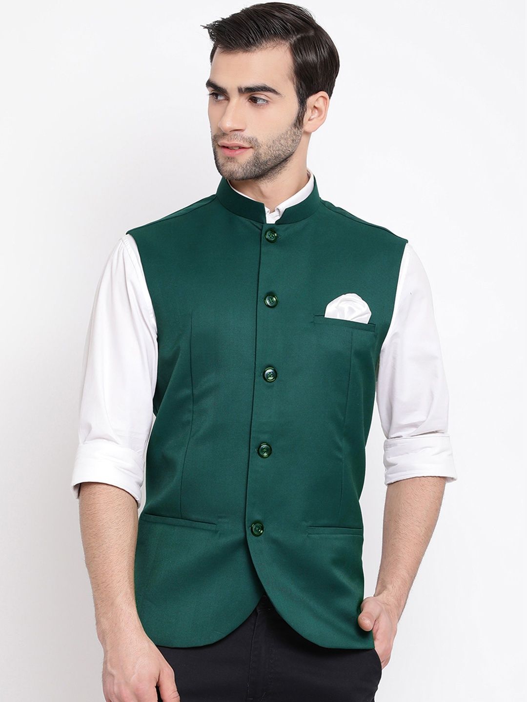 VASTRAMAY Woven Nehru Jackets