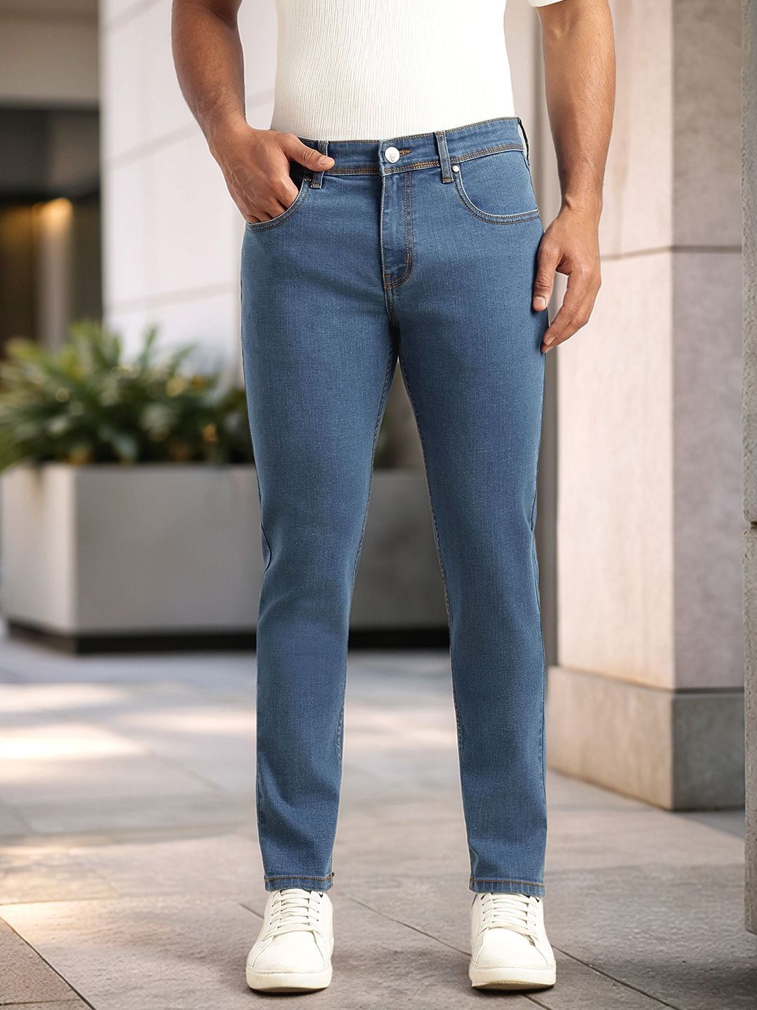 Thomas Scott Men Smart Slim Fit Mid-Rise Stretchable Jeans