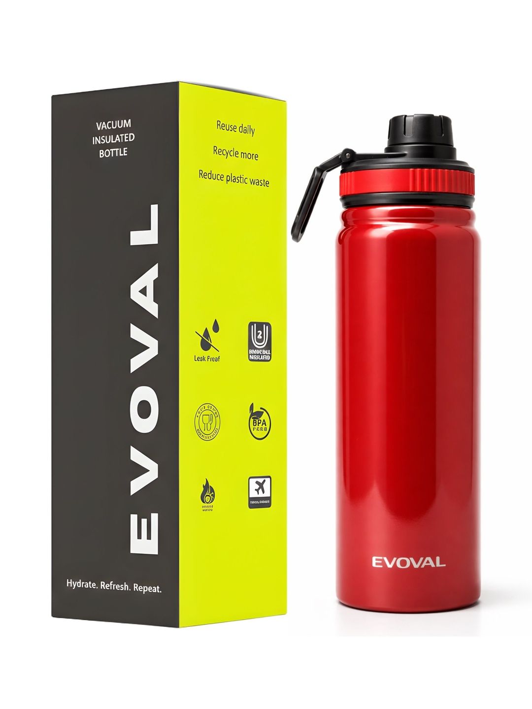 Evoval Red Single Stainless Steel Double Wall Vacuum Water Bottle