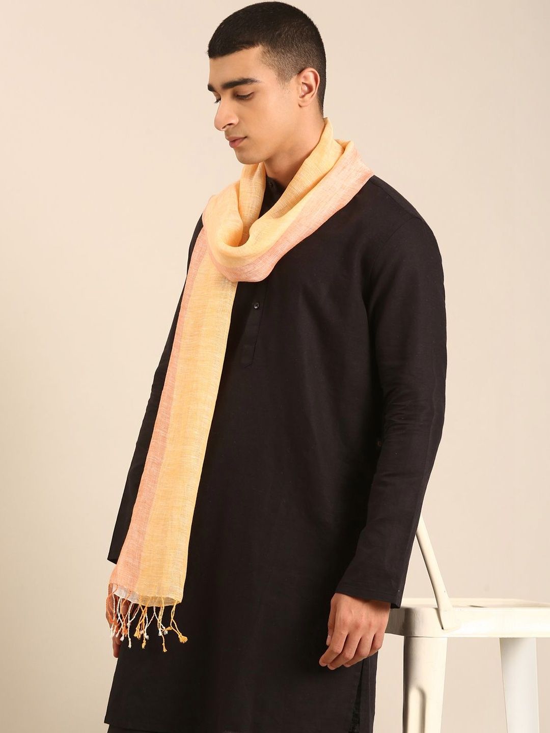 Linen Club Unisex Striped Pure Linen Stole