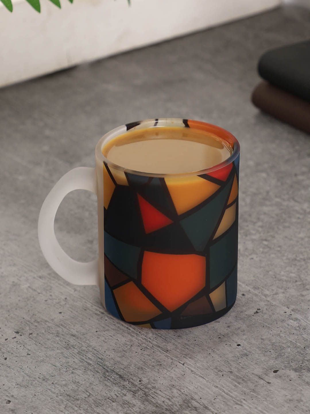 PENTADECO Multicoloured Floral Printed Glass Matte Mugs Set of Cups and Mugs