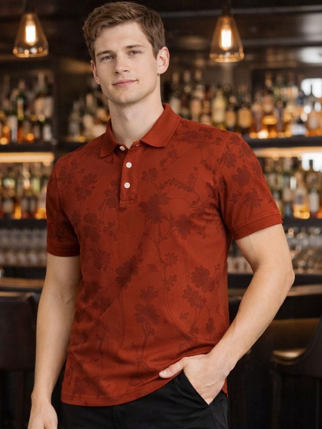 RELANE Men Printed Polo Collar T-shirt