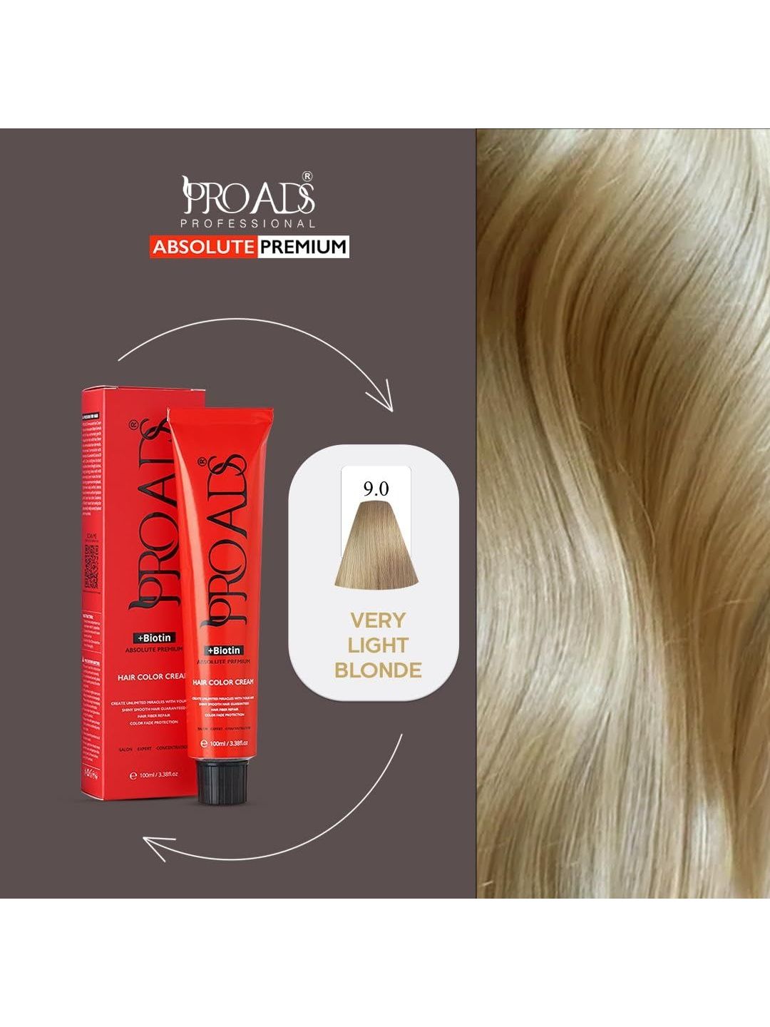 Buy PRO ADS Absolute Premium Biotin Hair Color Cream - 100ml- Very