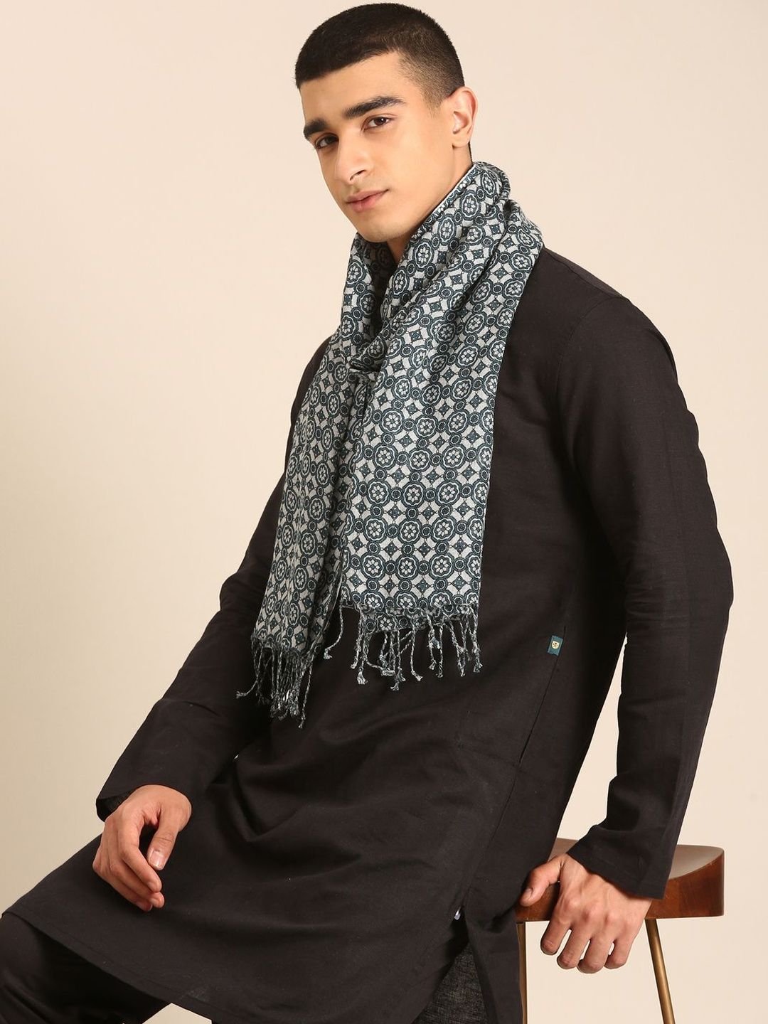 Linen Club Unisex Printed Pure Linen Stole