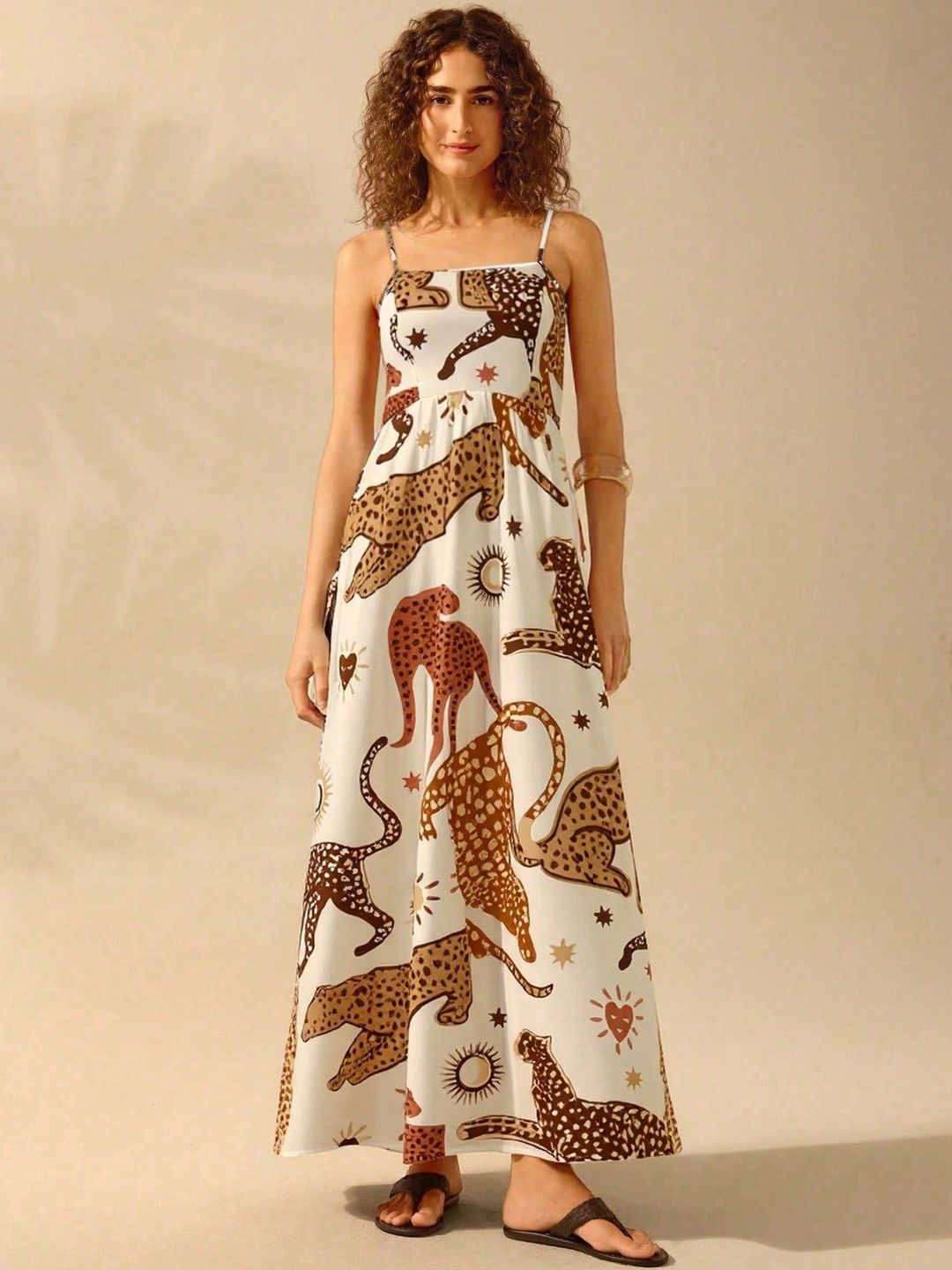 knee length dresses for ladies 7709 Long Tube Smocked Dress- Animal Print – India Batik Retail main image 0