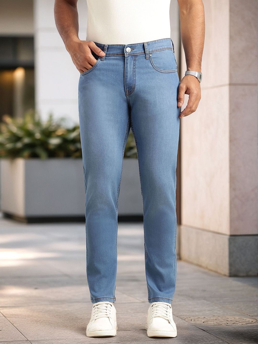 Thomas Scott Men Smart Slim Fit Mid-Rise Stretchable Jeans