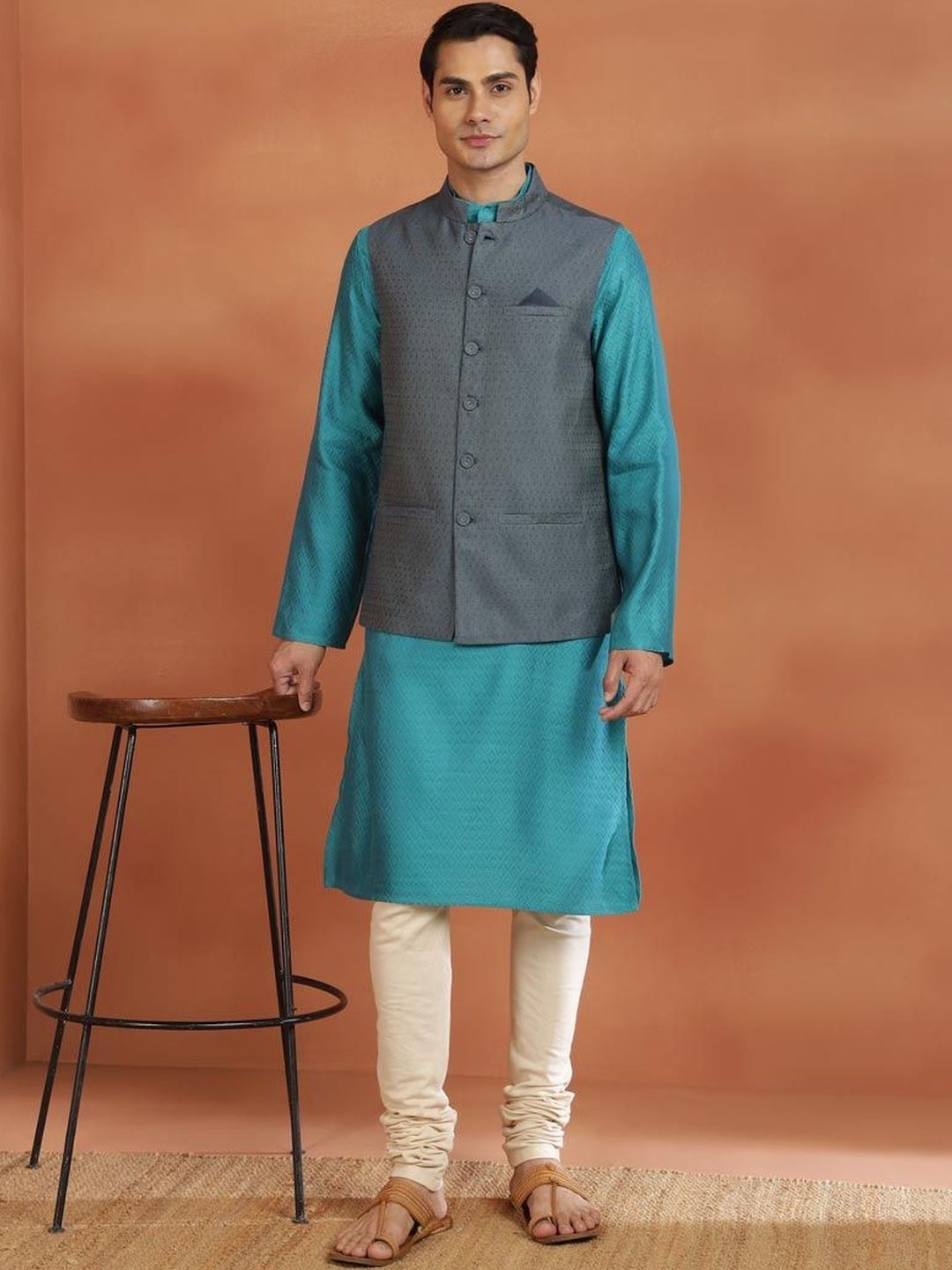 Fabindia Woven Design Woven Nehru Jackets