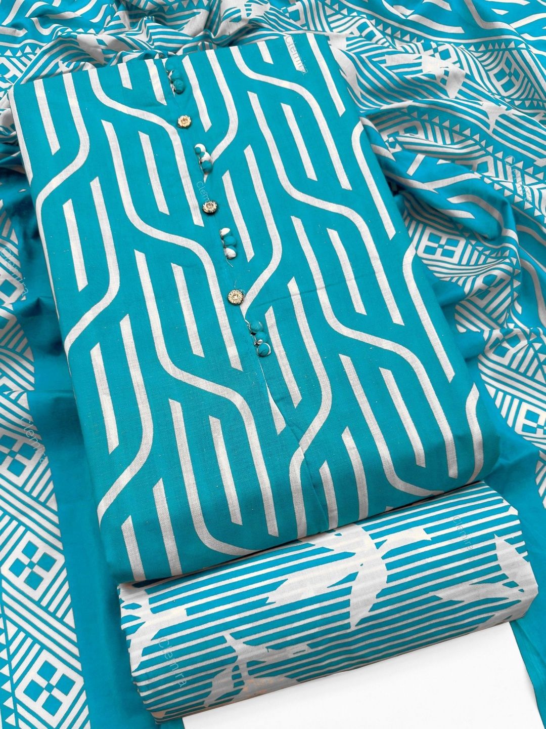 CLEMIRA Printed Pure Cotton Unstitched Dress Material