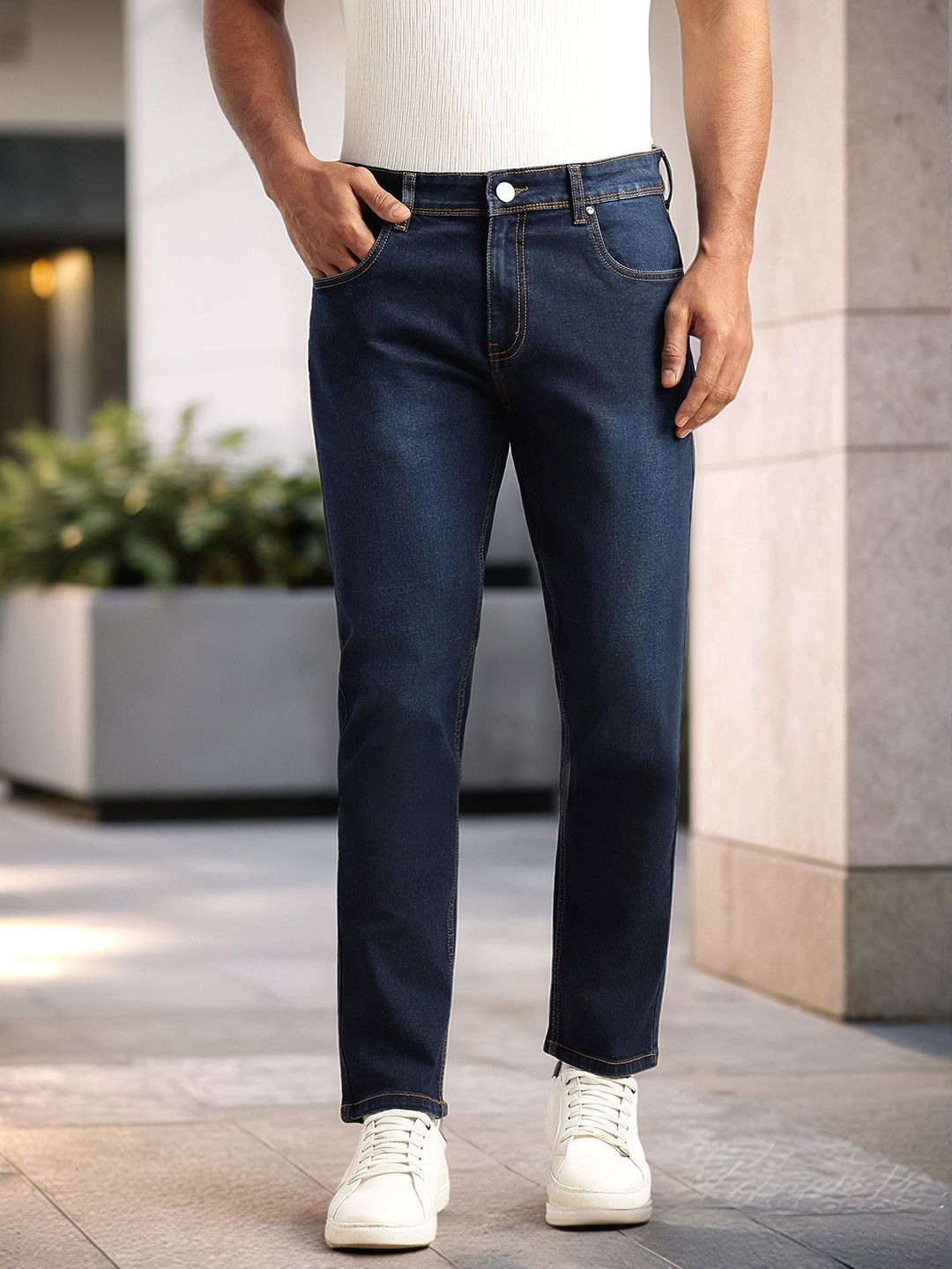 Thomas Scott Men Smart Slim Fit Mid-Rise Stretchable Jeans