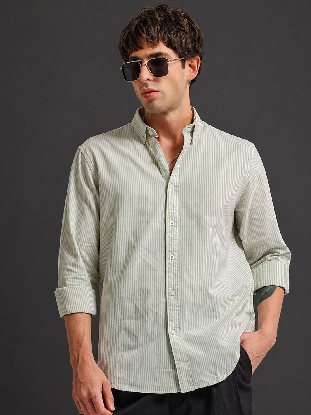 Maniac Men Comfort Striped Casual Shirt