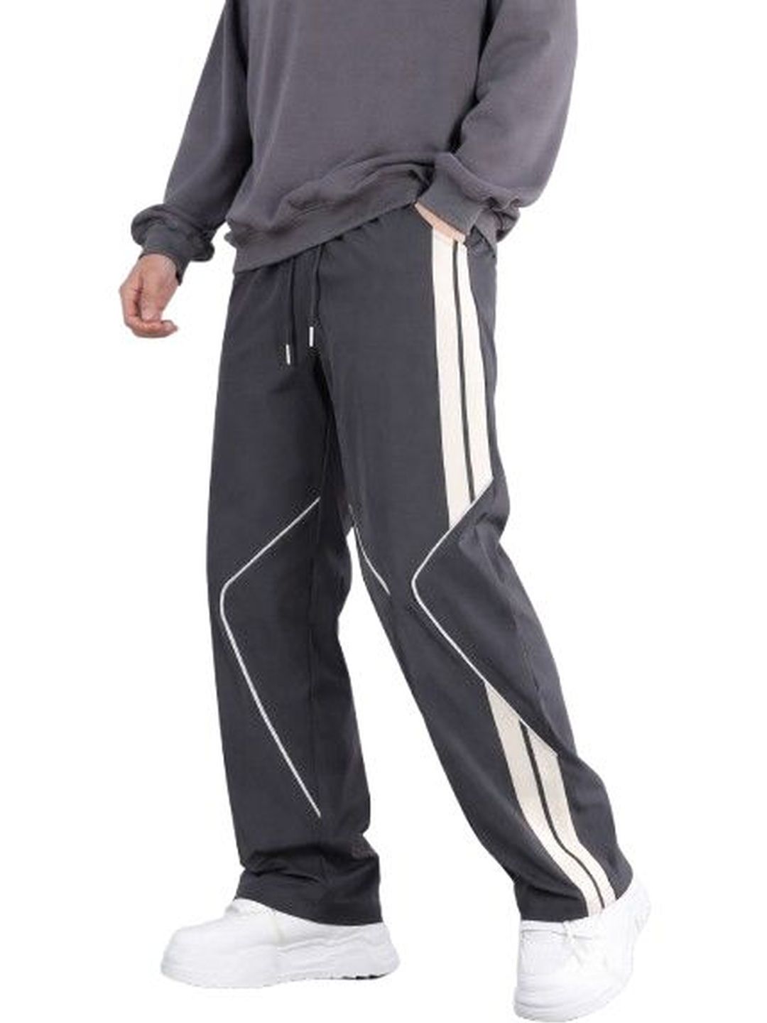 QUTUN Men Straight Fit Geometric Track Pants