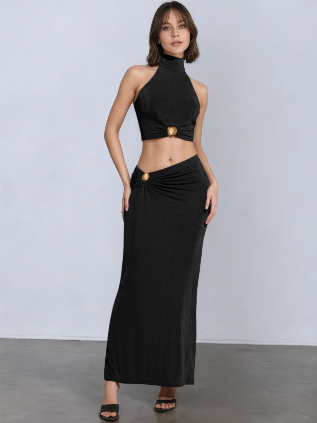 StyleCast Women Draped Maxi Straight Skirt