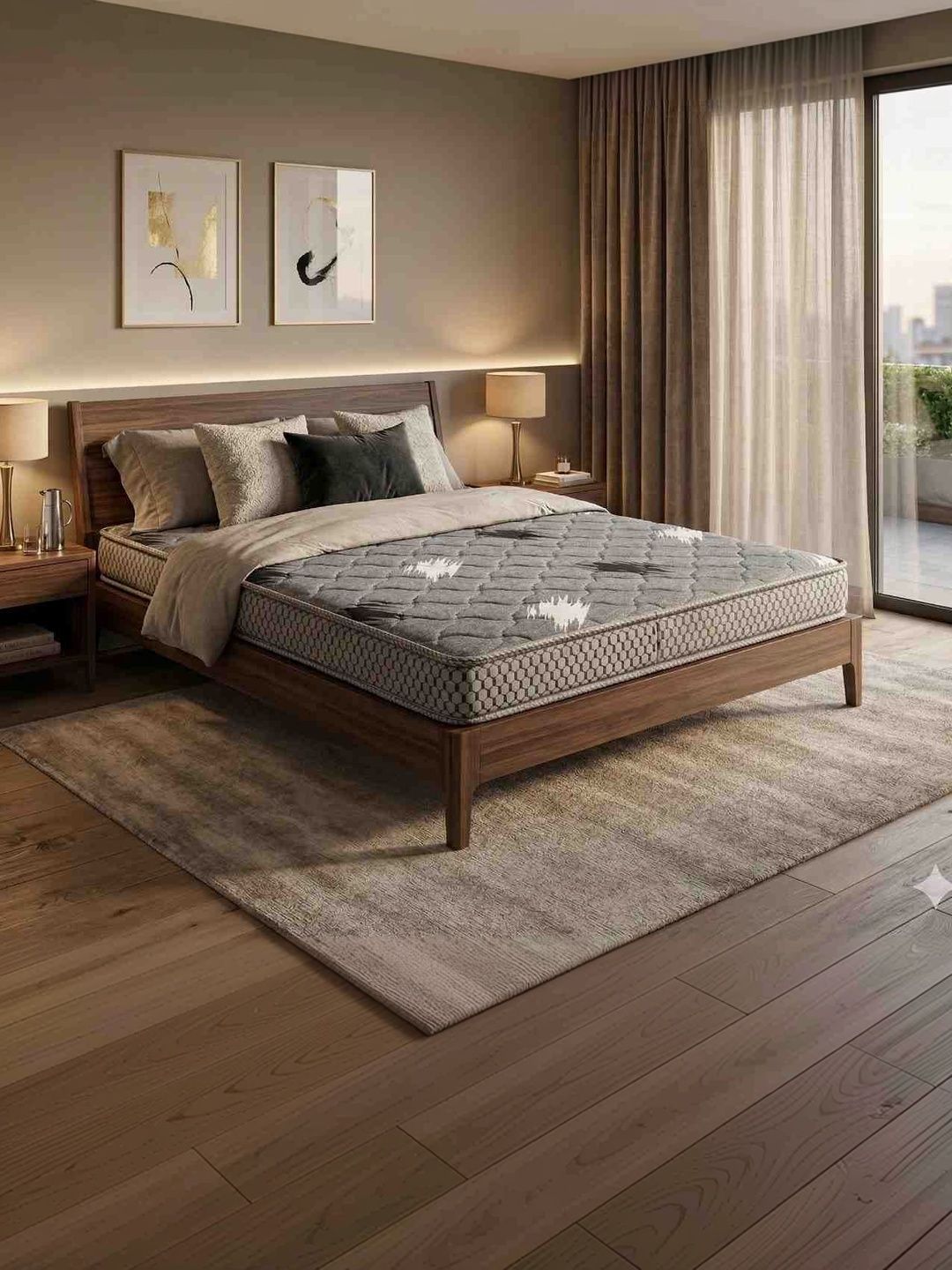 COZY CUB Grey & White Quilted Sag Resistant Queen Size Mattress