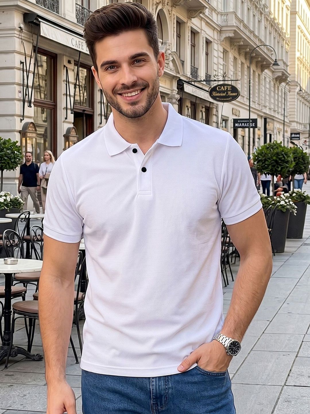 ALWAYS SHINE Men Polo Collar T-shirt