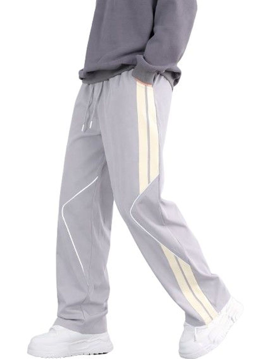 QUTUN Men Straight Fit Geometric Track Pants