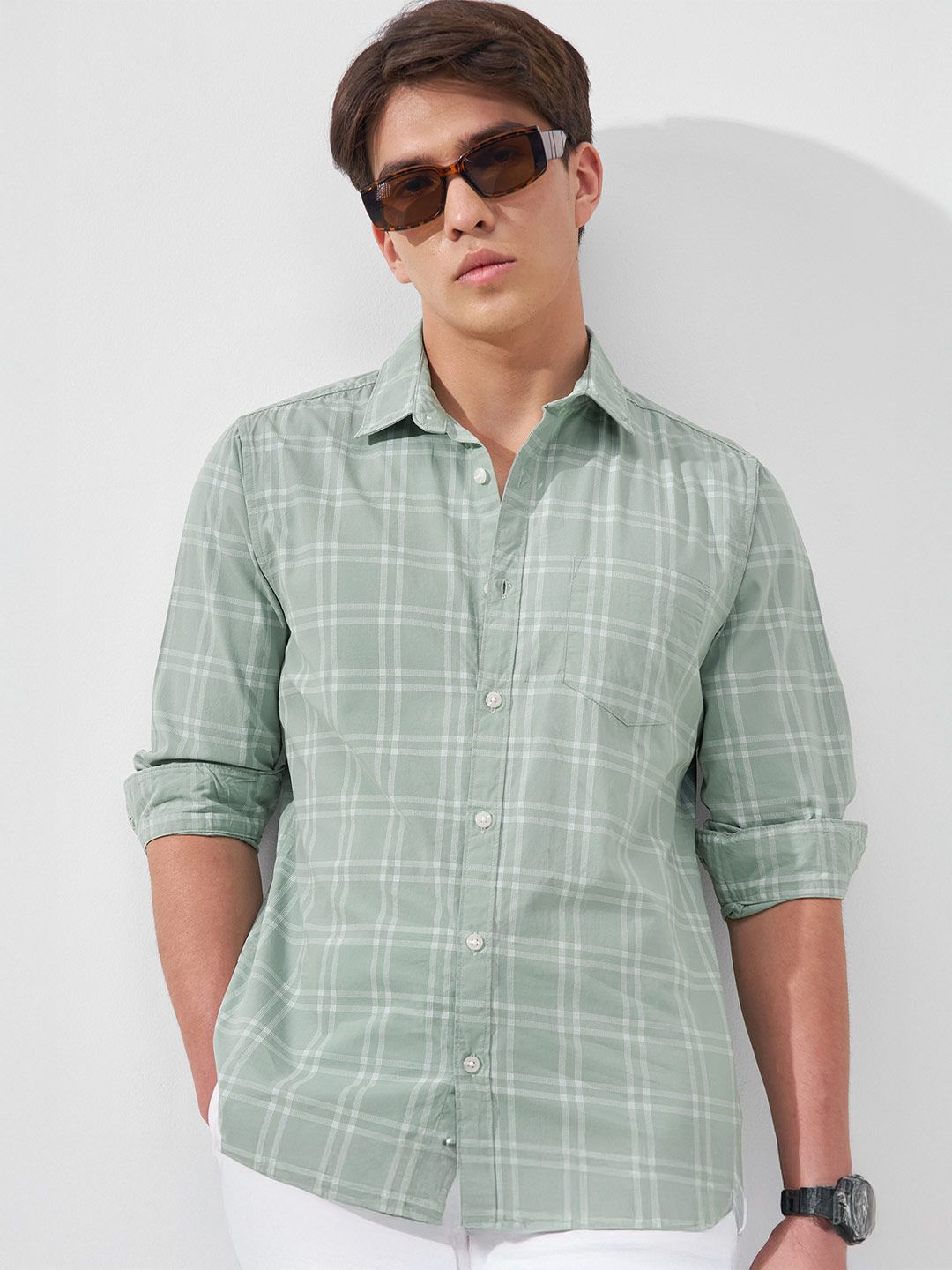 HIGHLANDER HIGHLANDER Slim Fit Tartan Checks Checked Casual Shirt