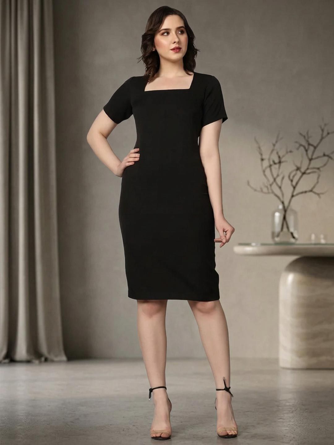Buy Athena Women Burgundy Solid Bodycon Dress With Puff Sleeves - Dresses  for Women 14890670 | Myntra